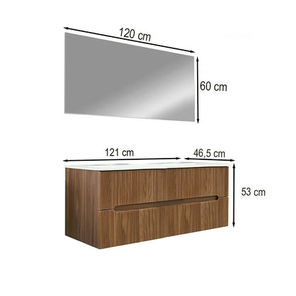 Trent 120 Fürdőszobabútor 1 medencés kerámia mosdóval tükörrel 60x120 cm sunset tölgy