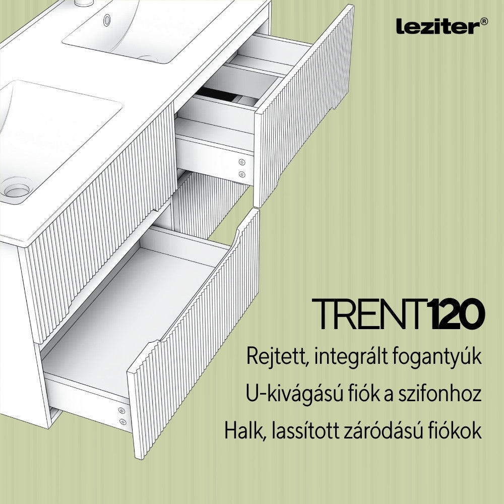 Trent 120 alsó fürdőszobabútor kerámia mosdóval 4 fiókos, fehér