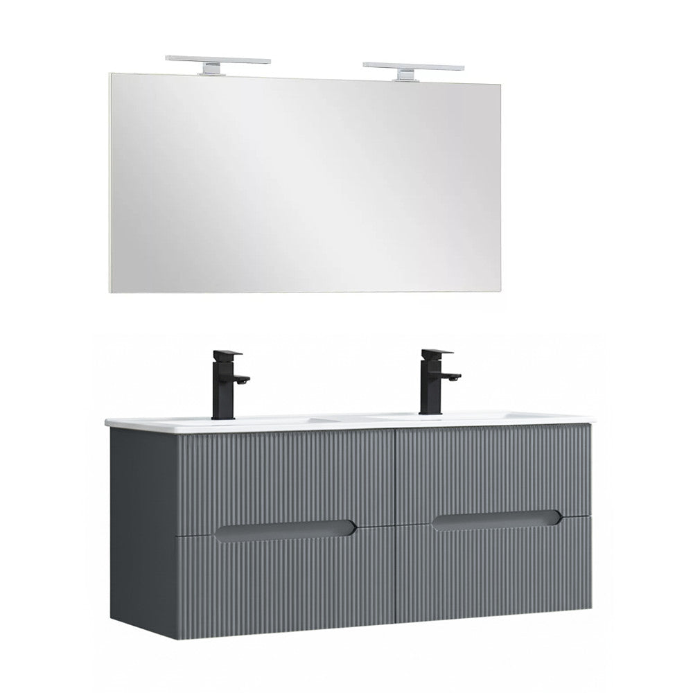 Trent Fürdőszobabútor 120 cm kerámia mosdóval tükörrel 60x120 cm antracit szürke