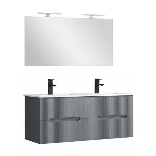 Trent Fürdőszobabútor 120 cm kerámia mosdóval tükörrel 60x120 cm antracit szürke