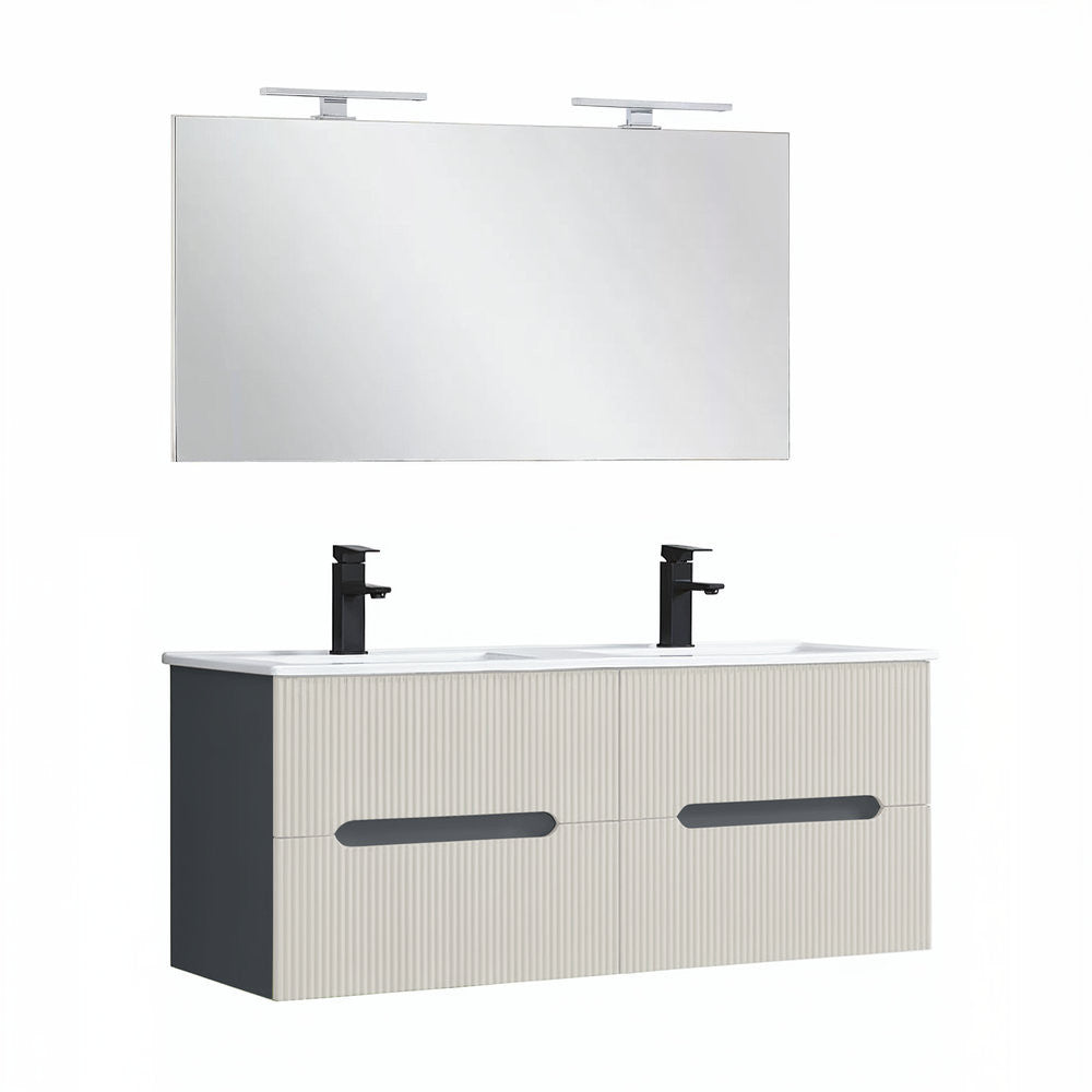 Trent Fürdőszobabútor 120 cm kerámia mosdóval tükörrel 60x120 cm antracit szürke-fehér