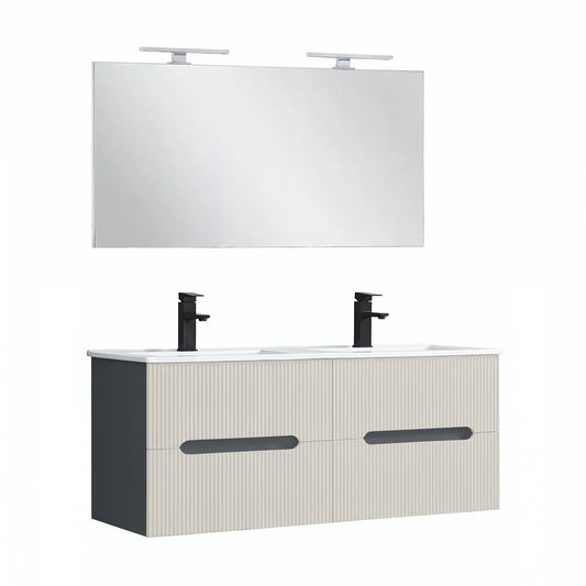 Trent Fürdőszobabútor 120 cm kerámia mosdóval tükörrel 60x120 cm antracit szürke-fehér