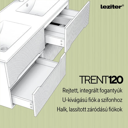 Trent 120 alsó fürdőszobabútor kerámia mosdóval (4 fiókos) pisztáciazöld-fehér