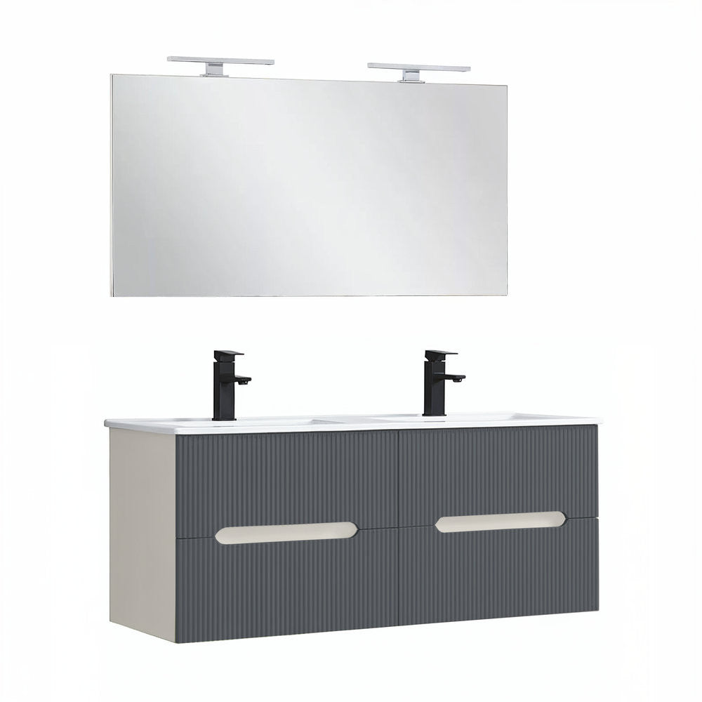 Trent Fürdőszobabútor 120 cm kerámia mosdóval tükörrel 60x120 cm fehér-antracit szürke