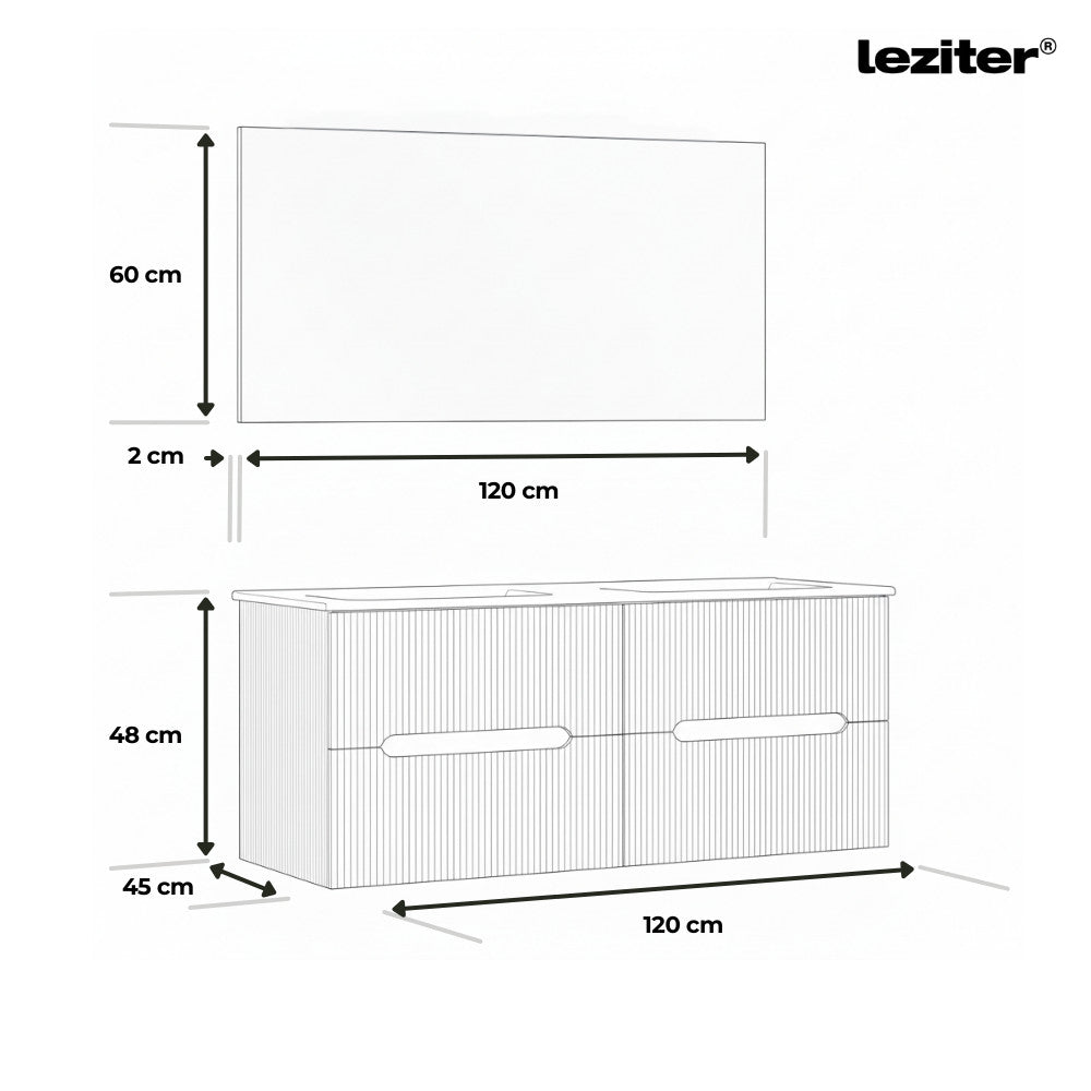 Trent Fürdőszobabútor 120 cm kerámia mosdóval tükörrel 60x120 cm fehér