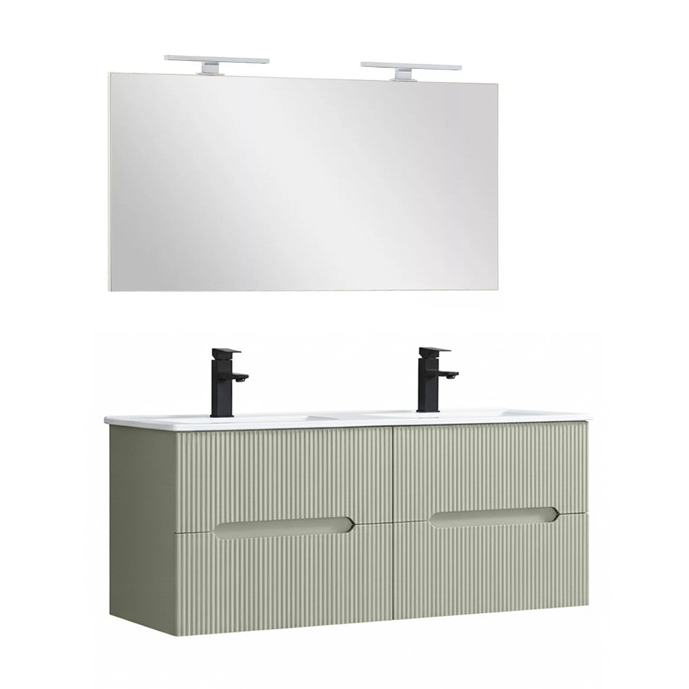 Trent Fürdőszobabútor 120 cm kerámia mosdóval tükörrel 60x120 cm olivazöld