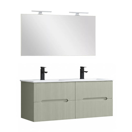 Trent Fürdőszobabútor 120 cm kerámia mosdóval tükörrel 60x120 cm olivazöld