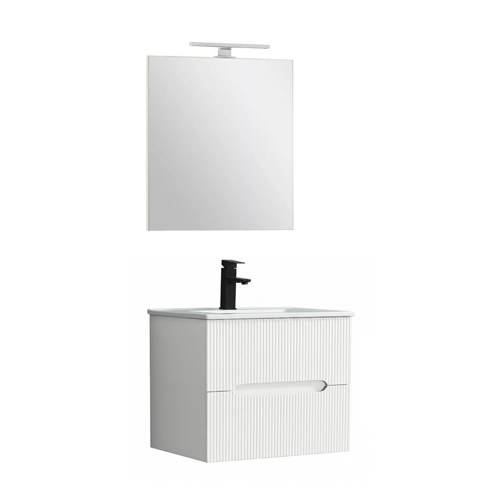 Trent Fürdőszobabútor 60 cm kerámia mosdóval (2 fiókos) tükörrel 60x80 cm fehér