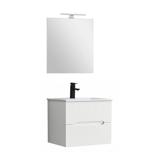 Trent Fürdőszobabútor 60 cm kerámia mosdóval (2 fiókos) tükörrel 60x80 cm fehér