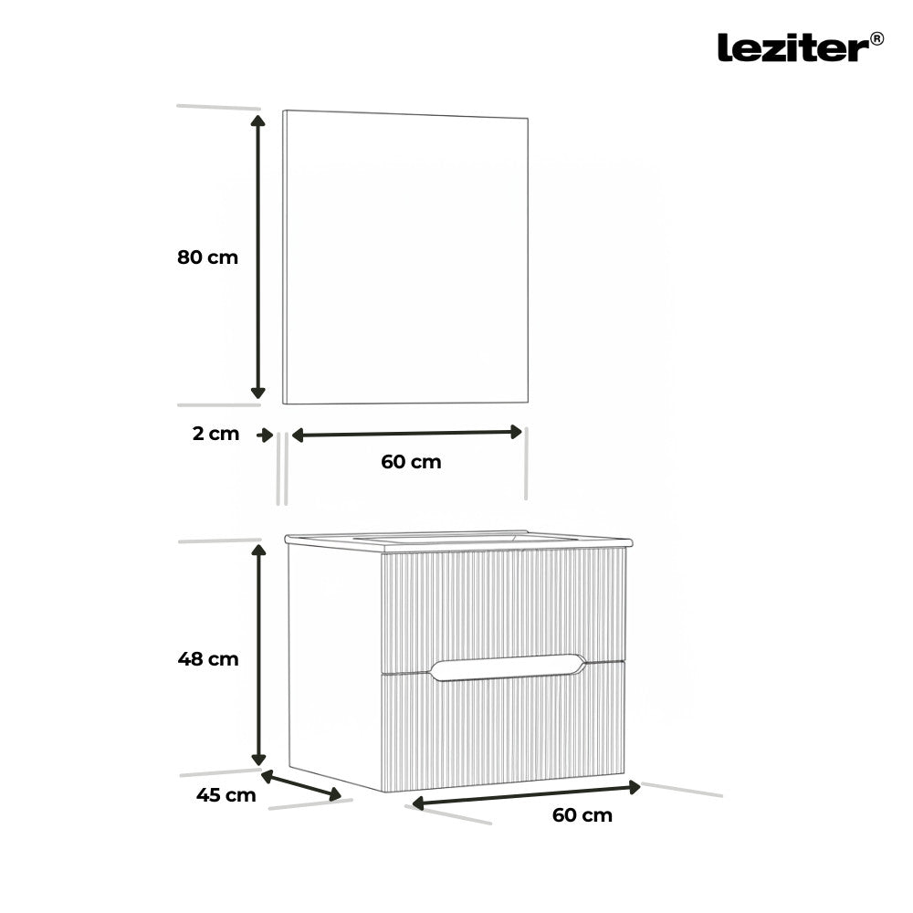 Trent Fürdőszobabútor 60 cm kerámia mosdóval (2 fiókos) tükörrel 60x80 cm pisztáciazöld