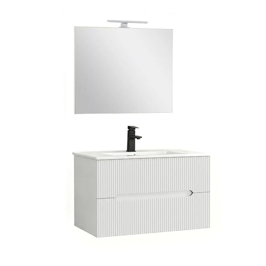 Trent Fürdőszobabútor 80 cm kerámia mosdóval (2 fiókos) tükörrel 60x80 cm fehér