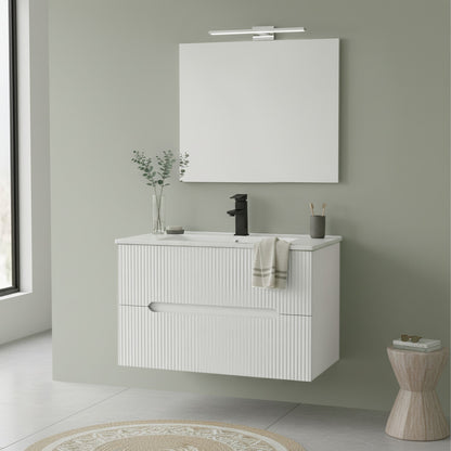 Trent Fürdőszobabútor 80 cm kerámia mosdóval (2 fiókos) tükörrel 60x80 cm fehér
