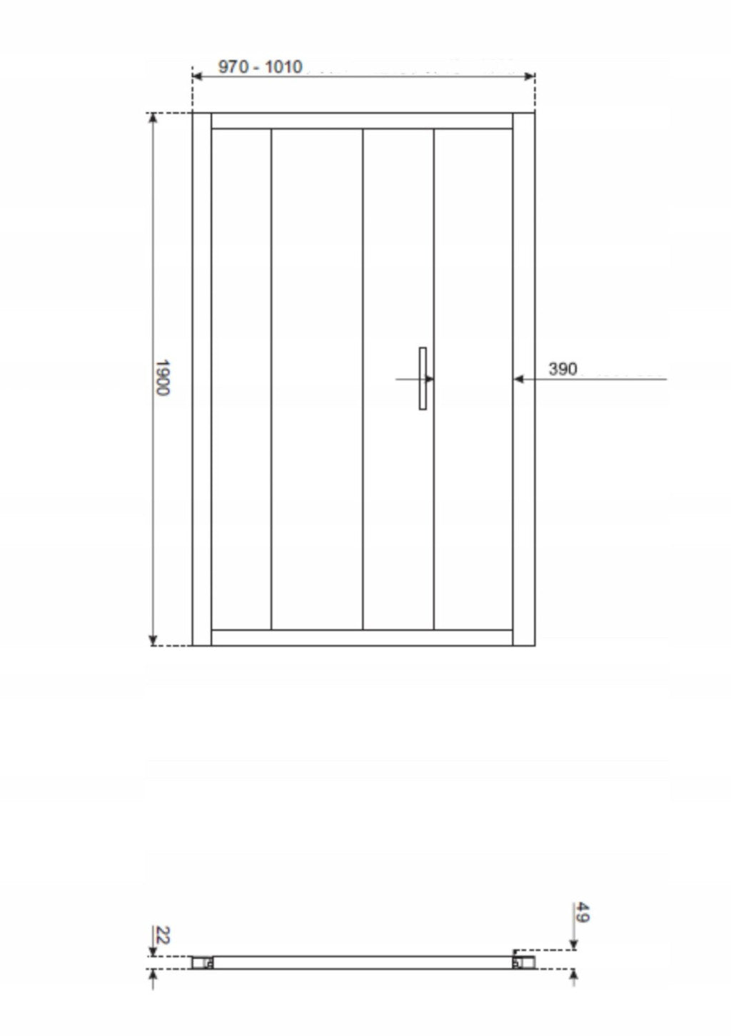 ZOOM 100x80TR téglalap alakú zuhanykabin zuhanytálca nélkül