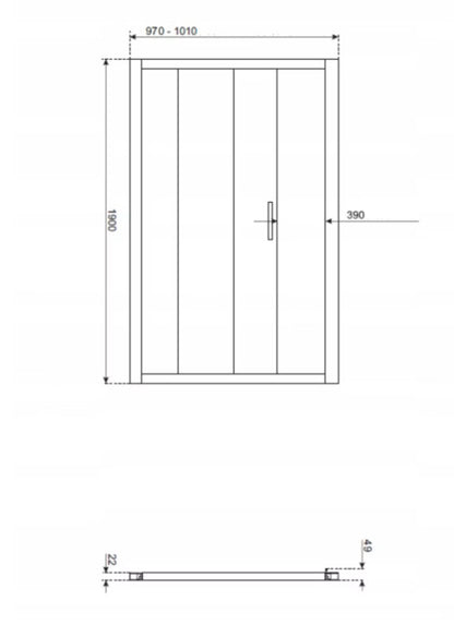 Zoom P 100x80 szögletes zuhanykabin tálca nélkül