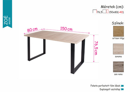 Zoé asztal (150*80+40 cm)