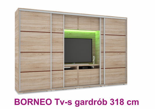 BORNEO TV-s tolóajtós gardrób (318cm)