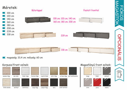 Gardrób fiókos magasító (bútorlapos)