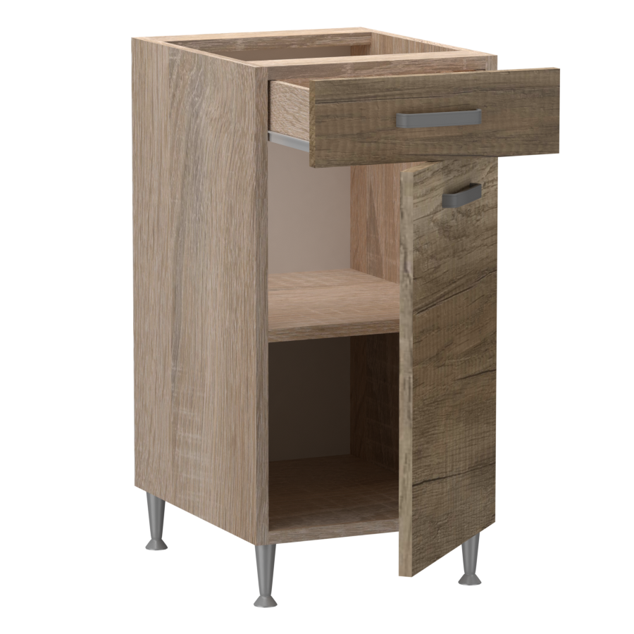 Emma alsó 1 ajtós 1 fiókos jobbos balos 40 cm széles elem, egyéni