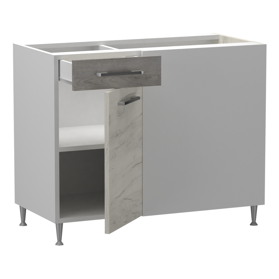 Fanni alsó sarok 1 ajtós 1 fiókos jobbos 100 cm széles elem, egyéni