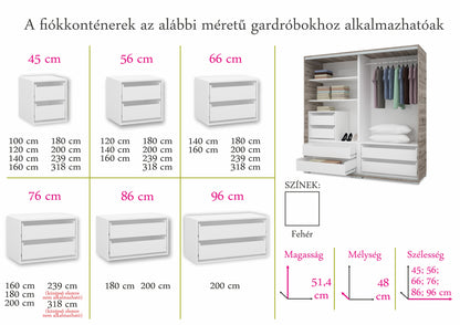 Gardrób fiókkonténer
