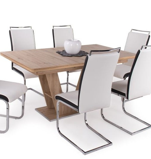 Prága asztal Száva fehér székkel (6 személyes)